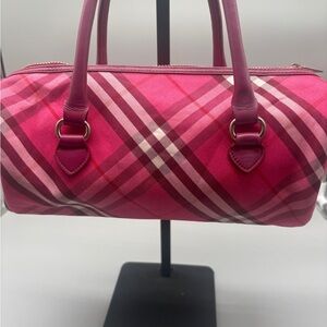 Burberry Blue Label Pink Nova Check Barrel Mini Boston Bag Japan Exclusive
